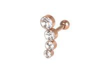 Laden Sie das Bild in den Galerie-Viewer, 4 Kristalle Helix Ohrpiercing Barbell piercinginspiration®