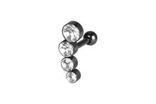 Laden Sie das Bild in den Galerie-Viewer, 4 Kristalle Helix Ohrpiercing Barbell piercinginspiration®