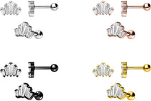Laden Sie das Bild in den Galerie-Viewer, 5 Kristalle Rechtecke Baguette Kristall Ohrpiercing Barbell piercinginspiration®