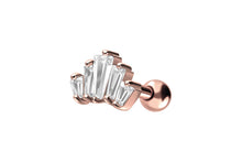 Laden Sie das Bild in den Galerie-Viewer, 5 Kristalle Rechtecke Baguette Kristall Ohrpiercing Barbell piercinginspiration®