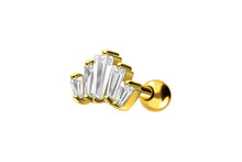 Laden Sie das Bild in den Galerie-Viewer, 5 Kristalle Rechtecke Baguette Kristall Ohrpiercing Barbell piercinginspiration®