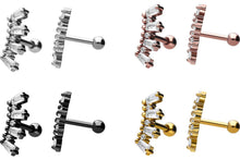 Laden Sie das Bild in den Galerie-Viewer, 7 Kristalle Baguette Ohrpiercing Ohrstecker piercinginspiration®