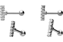Laden Sie das Bild in den Galerie-Viewer, Balken Stab 5 Kristalle Ohrpiercing Ohrstecker piercinginspiration®