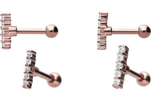 Laden Sie das Bild in den Galerie-Viewer, Balken Stab 5 Kristalle Ohrpiercing Ohrstecker piercinginspiration®