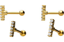 Laden Sie das Bild in den Galerie-Viewer, Balken Stab 5 Kristalle Ohrpiercing Ohrstecker piercinginspiration®