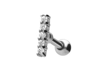 Laden Sie das Bild in den Galerie-Viewer, Balken Stab 5 Kristalle Ohrpiercing Ohrstecker piercinginspiration®