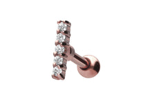 Laden Sie das Bild in den Galerie-Viewer, Balken Stab 5 Kristalle Ohrpiercing Ohrstecker piercinginspiration®