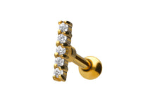 Laden Sie das Bild in den Galerie-Viewer, Balken Stab 5 Kristalle Ohrpiercing Ohrstecker piercinginspiration®