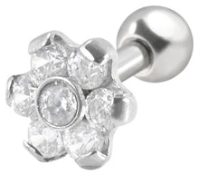 Laden Sie das Bild in den Galerie-Viewer, 7 Kristalle Blume Ohrpiercing Ohrstecker piercinginspiration®