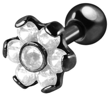 Laden Sie das Bild in den Galerie-Viewer, 7 Kristalle Blume Ohrpiercing Ohrstecker piercinginspiration®
