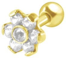 Laden Sie das Bild in den Galerie-Viewer, 7 Kristalle Blume Ohrpiercing Ohrstecker piercinginspiration®