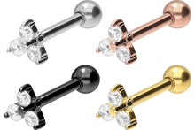 Laden Sie das Bild in den Galerie-Viewer, 3 Kristalle Blume Ohrpiercing piercinginspiration®