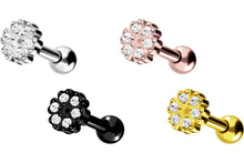 Laden Sie das Bild in den Galerie-Viewer, Kleeblätter Blume 5 Kristalle Kugeln Ohrpiercing Barbell piercinginspiration®