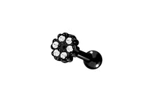 Laden Sie das Bild in den Galerie-Viewer, Kleeblätter Blume 5 Kristalle Kugeln Ohrpiercing Barbell piercinginspiration®