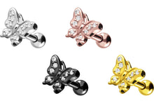 Laden Sie das Bild in den Galerie-Viewer, Schmetterling Kristalle Ohrpiercing Barbell piercinginspiration®