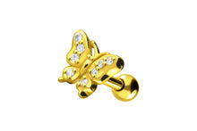 Laden Sie das Bild in den Galerie-Viewer, Schmetterling Kristalle Ohrpiercing Barbell piercinginspiration®
