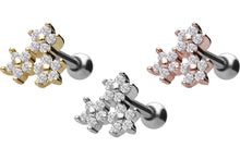 Laden Sie das Bild in den Galerie-Viewer, Dreifach Kristall Blume Ohrpiercing piercinginspiration®