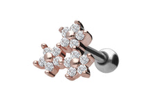 Laden Sie das Bild in den Galerie-Viewer, Dreifach Kristall Blume Ohrpiercing piercinginspiration®