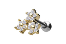 Laden Sie das Bild in den Galerie-Viewer, Dreifach Kristall Blume Ohrpiercing piercinginspiration®