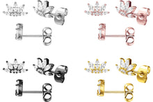Laden Sie das Bild in den Galerie-Viewer, Ohrstecker Ohrringe Lotus Kristalle Paar piercinginspiration®