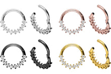 Laden Sie das Bild in den Galerie-Viewer, 10 Eingefasste Kristalle Clicker Ring piercinginspiration®