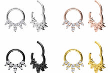 Laden Sie das Bild in den Galerie-Viewer, Doppel 10 Eingefasste Kristalle Clicker Ring piercinginspiration®