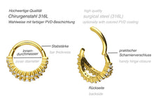 Laden Sie das Bild in den Galerie-Viewer, Multiple Kristalle Zweifach Doppel Ring Clicker piercinginspiration®
