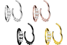 Laden Sie das Bild in den Galerie-Viewer, Clicker Ring 3 Tropfen Kristalle piercinginspiration®