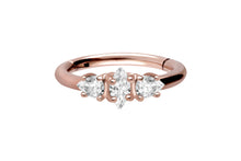Laden Sie das Bild in den Galerie-Viewer, Clicker Ring 3 Tropfen Kristalle piercinginspiration®