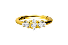Laden Sie das Bild in den Galerie-Viewer, Clicker Ring 3 Tropfen Kristalle piercinginspiration®