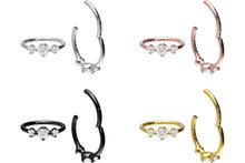 Laden Sie das Bild in den Galerie-Viewer, 3 Eingefasste Kristalle Clicker Ring piercinginspiration®