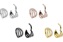 Laden Sie das Bild in den Galerie-Viewer, Multiple Kristalle Drei Reihen Dreifach 3 Ringe Clicker piercinginspiration®