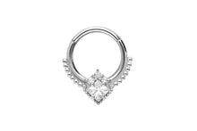 Laden Sie das Bild in den Galerie-Viewer, Engelsfügel 4 Kristalle Kugeln Clicker Ring piercinginspiration®