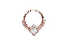 Laden Sie das Bild in den Galerie-Viewer, Engelsfügel 4 Kristalle Kugeln Clicker Ring piercinginspiration®