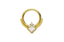 Laden Sie das Bild in den Galerie-Viewer, Engelsfügel 4 Kristalle Kugeln Clicker Ring piercinginspiration®