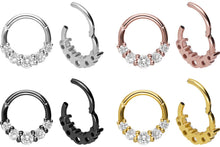 Laden Sie das Bild in den Galerie-Viewer, 5 Kristalle Spezial Ring Clicker piercinginspiration®