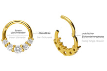 Laden Sie das Bild in den Galerie-Viewer, 5 Kristalle Spezial Ring Clicker piercinginspiration®