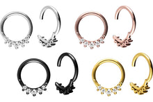 Laden Sie das Bild in den Galerie-Viewer, 5 Kleine Eingefasste Kristalle Clicker Ring piercinginspiration®