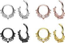 Laden Sie das Bild in den Galerie-Viewer, Ufo 7 Kristalle Oriental Kugeln Clicker Ring piercinginspiration®