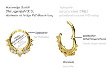 Laden Sie das Bild in den Galerie-Viewer, Ufo 7 Kristalle Oriental Kugeln Clicker Ring piercinginspiration®