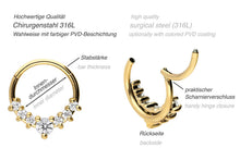 Laden Sie das Bild in den Galerie-Viewer, 7 Kristalle Clicker Ring piercinginspiration®