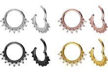 Laden Sie das Bild in den Galerie-Viewer, Clicker Ring Multiple Spitzen Kristall piercinginspiration®