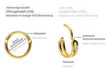Laden Sie das Bild in den Galerie-Viewer, Eingefasste Kristalle Zwei Reihen Doppel Ring Clicker piercinginspiration®