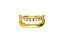 Laden Sie das Bild in den Galerie-Viewer, Eingefasste Kristalle Zwei Reihen Doppel Ring Clicker piercinginspiration®