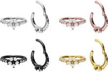 Laden Sie das Bild in den Galerie-Viewer, Multiple Eingefasste Kristalle Blume Clicker Ring piercinginspiration®
