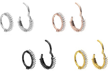 Laden Sie das Bild in den Galerie-Viewer, Clicker Ring Eingefasste Multiple Baguette Kristalle piercinginspiration®