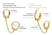 Laden Sie das Bild in den Galerie-Viewer, Industrial Handschellen Kristalle Clicker Ring piercinginspiration®
