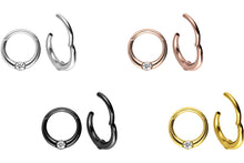 Laden Sie das Bild in den Galerie-Viewer, Eingefasster Kristall Flach Clicker Ring piercinginspiration®