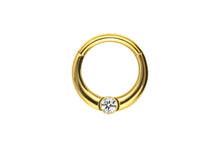 Laden Sie das Bild in den Galerie-Viewer, Eingefasster Kugel Kristall Clicker Ring piercinginspiration®