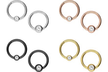 Laden Sie das Bild in den Galerie-Viewer, Clicker Ring Kugel Kristall Chirurgenstahl piercinginspiration®